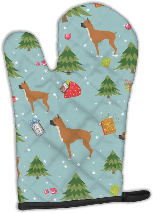 Caroline's Treasures BB4877OVMT Christmas Boxer Oven Mitt, Heat Resistant, Kitchen Mitt for Hot Pans