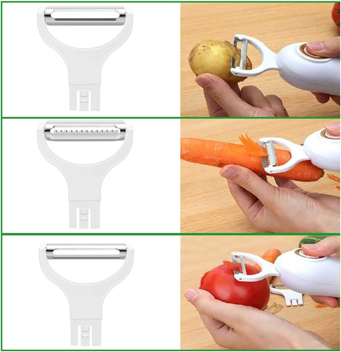 Electric Potato Peeler, Handheld 3-in-1 Pro Set, USB Rechargeable Kitchen Gadgets for Apples, Potatoes, Carrots
