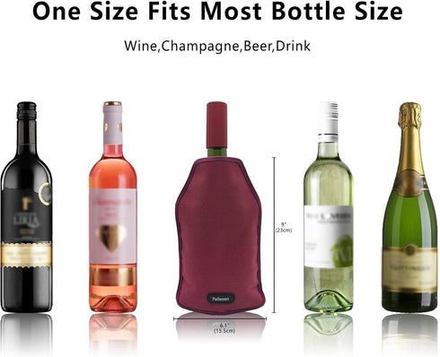 Portable Wine Cooler Sleeve Reusable Wine Bottle Chiller Flexible Wine Ice Bag Keep Wine Cool and Refreshing for 750ml Standard Size Bottles Red Wine, White Wine & Champagne (Burgundy) by Pallesen