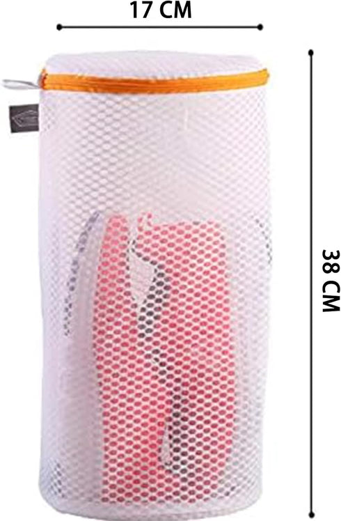Kimmama Shoes Wash Bags,Sneaker Mesh Washing Bag,Shoe Cleaning Laundry Bag for Gym Shoes,Sneaker,Yeezt Boost,Slipper,Honeycomb Fabric,Orange Zipper,Large Size,7 x 15 inch,Pack of 2 by Kimmama