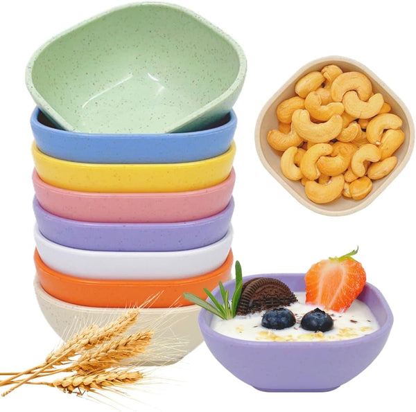 8 Pack Small Bowls, 4.5 OZ Wheat Straw Unbreakable Dessert Bowls, Assorted Colors for Dipping Sauce, Snacks, Prep Bowls