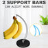 Modern Banana Holder Stand - Patented Tree Hanger with Stainless Steel Rack and Wood Base for Kitchen Use (Black/Silver)