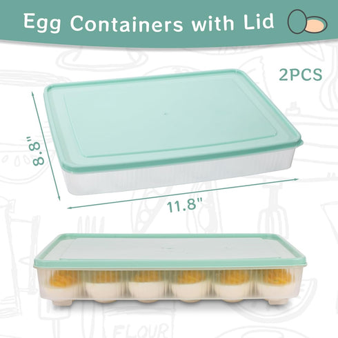 2PCS Deviled Egg Containers with Lid, Portable Storage Carrier Egg Holder Deviled Egg Tray for Refrigerator Easter Party Holding 48 Eggs