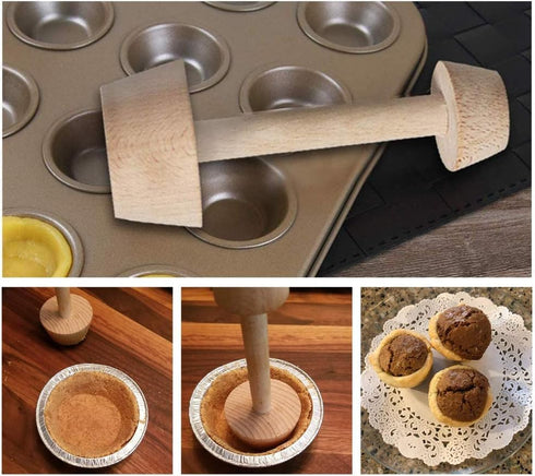 Tart Tamper Pastry Tamper Mold, Double Side Wooden Egg Tart Pusher for Kitchen Party Baking Tools