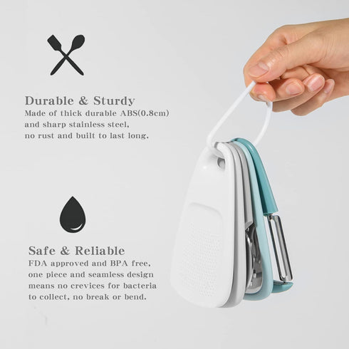 Kitchen Gadgets Set, 5 Pieces, Stackable Cooking Tools for Small Kitchen, Dishwasher Safe, Blue