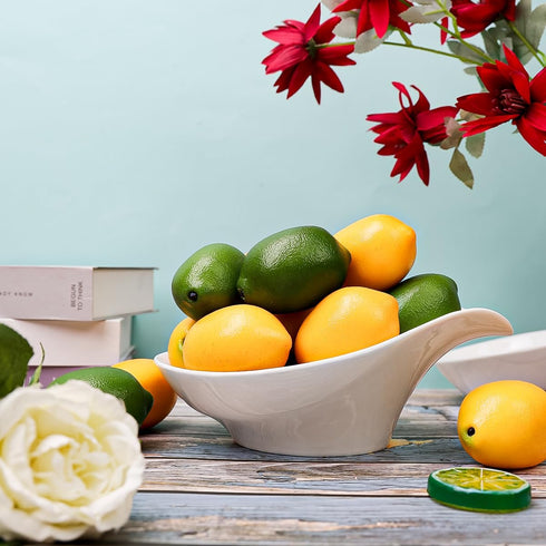 12pcs Gresorth Yellow & Green Artificial Lifelike Simulation Lemon Fake Fruit Home Kitchen Cabinet Decoration
