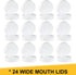 AOZITA 24 PACK Wide Mouth Mason Jar Lids for Ball, Kerr - White Plastic Storage Caps for Canning Jars, Leak-Proof