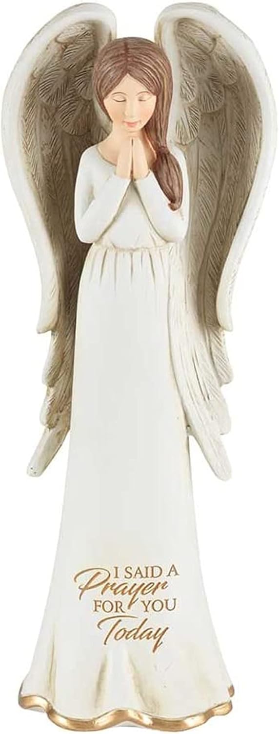 Dicksons Said A Prayer for You Today Angel Figurine, Ivory 3.5 x 8 Resin Stone Tabletop