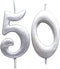 MAGJUCHE Silver 50th Birthday Numeral Candle, Number 50 Cake Topper Candles, Party Decoration for Women or Men