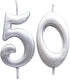 MAGJUCHE Silver 50th Birthday Numeral Candle, Number 50 Cake Topper Candles, Party Decoration for Women or Men