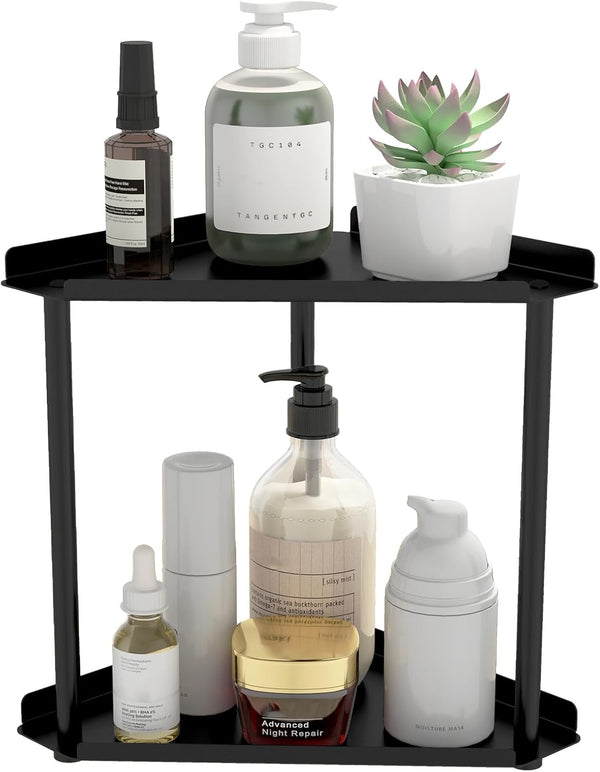 Jesginboo 2 Tier Bathroom Counter Organizer, Vanity Organizer Corner Shelf, Skincare, Makeup