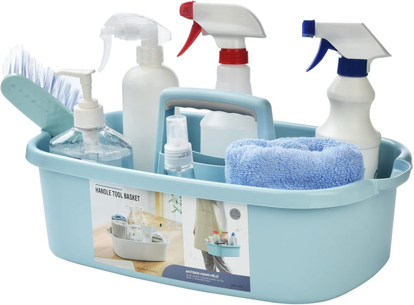 ALINK Large Plastic Shower Caddy Tote, Portable Storage Organizer with Handle for Dorm, Bathroom, Kitchen, Blue