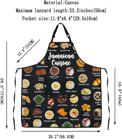 G2TUP Cooking Dishes Recipes Soup Apron with Pockets for Jamaican Cuisine