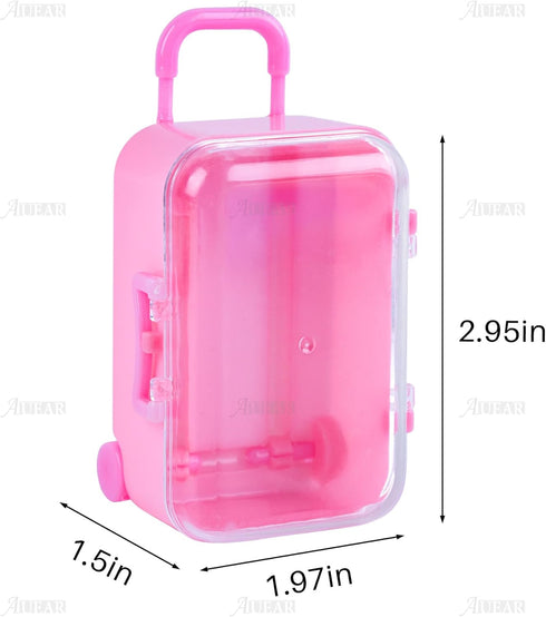 AUEAR 2 Pack Mini Suitcase Boxes, Plastic Candy Small Reception Gift Travel Case for Wedding Party Decoration (Pink &