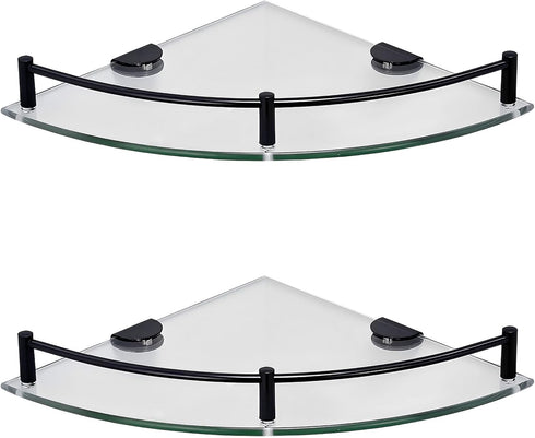 Glass Shower Corner Shelves 2 Pack - Floating Bathroom Shelves Tempered Glass