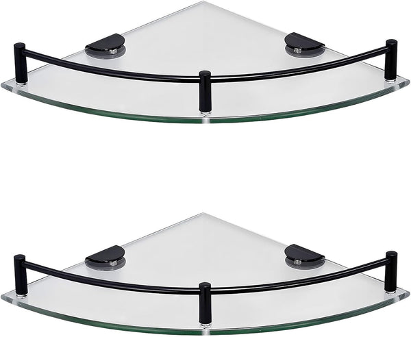 Glass Shower Corner Shelves 2 Pack - Floating Bathroom Shelves Tempered Glass