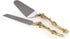 Godinger 2 Piece Gold Leaf Cake Server Set, 1 Cake Knife and 1 Cake Server, Stainless Steel and Brass