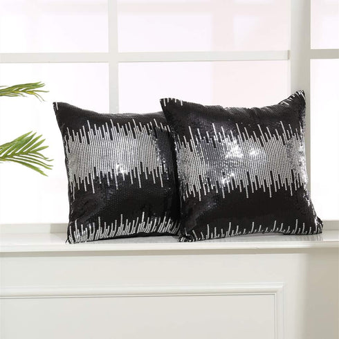 Juya Delight Throw Pillow Case, Set of 2 Sparkly Cushion Covers for Couch Sofa Home Decorative, 18x18 inches, Black