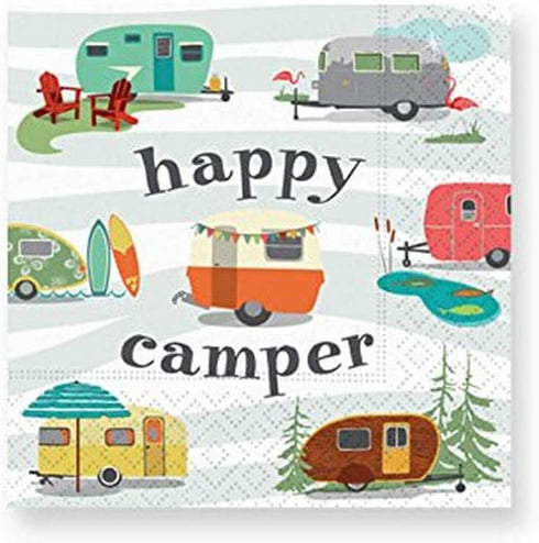 Design Design Happy Camper Cocktail Napkins - Multicolor