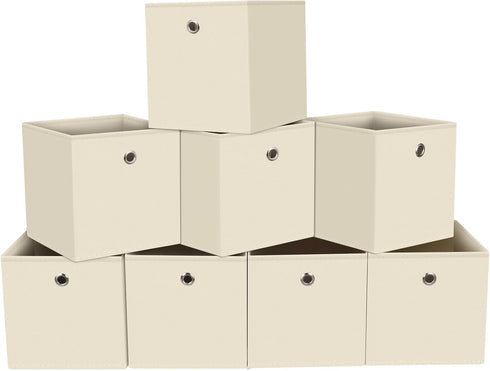 Black Fabric Storage Bins, 11 Inch Foldable Cube Baskets with Handles for Organizing Home, Toys, Clothes, Set of 8