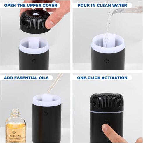 Car Diffuser Humidifier - Mini Portable Essential Oil Diffuser for Car, Home, Office, 100ML