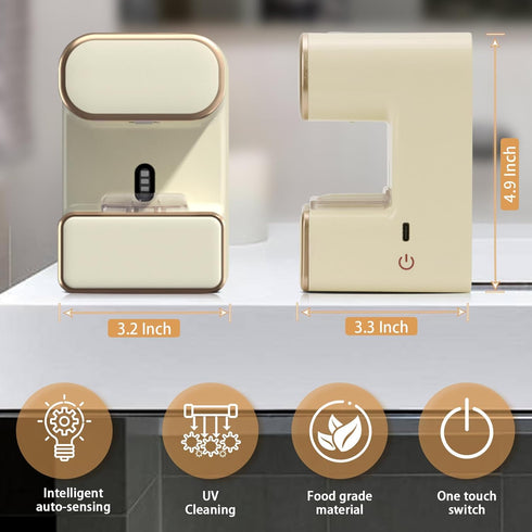 3 Automatic Electric Toothpaste Dispenser, Wall Mounted with Toothbrush Slots, for Kids and Adults (Beige)