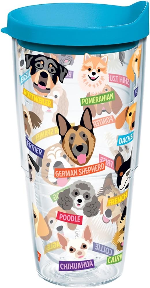 Tervis Classic Double Walled Insulated Tumbler Travel Cup, 24oz, Made in USA, Keeps Drinks Cold & Hot, Dogs Art