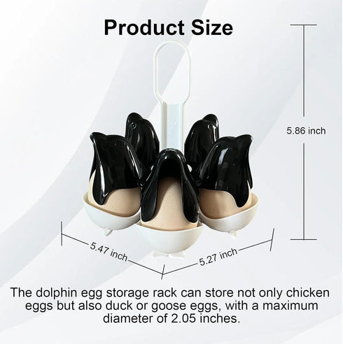 Asltw 5 10 Dolphin Egg Holder Rack, Egg Boiling Tray with Flip Top Egg Storage, Heat Resistant Handle, Multi Purpose