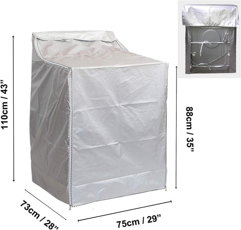 QLLY Washer/Dryer Cover for Top-loading Machine, Waterproof, Dustproof, Sun-Proof, W29”D28”H43” (Basic Silver)