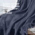 CREVENT Farmhouse Waffle Knit Throw Blanket - Navy Blue, Soft Warm Cozy Lightweight for Couch, Sofa, Chair, Bed