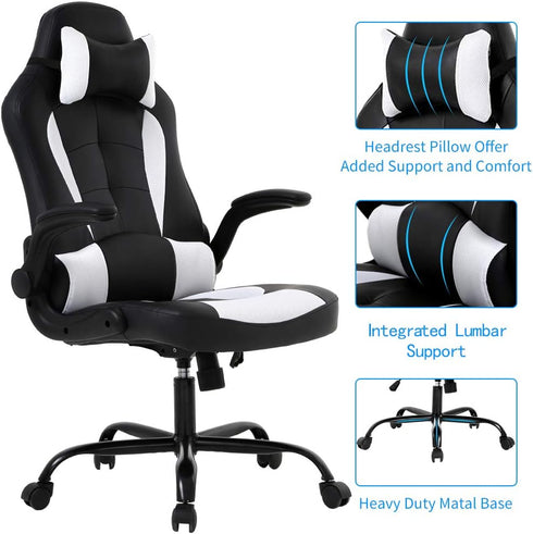 Meet perfect Office Chair PU Leather Desk Gaming Chair, High Back Racing Height Adjustable Computer Chair with Back