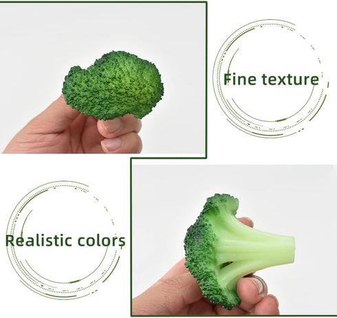 6 Fake Broccoli Slice Artificial Vegetables Simulation Plastic Lifelike for House Kitchen Party Pub Decoration Cabinet