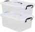Readsky 8 Quart Lidded Storage Bins, Clear and Black, 2 Packs