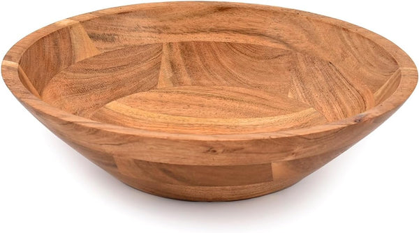 Acacia Wood Serving Bowl, Perfect for Salad, Vegetables, and Fruit, Single Salad Bowl (10" x 10" x 3")