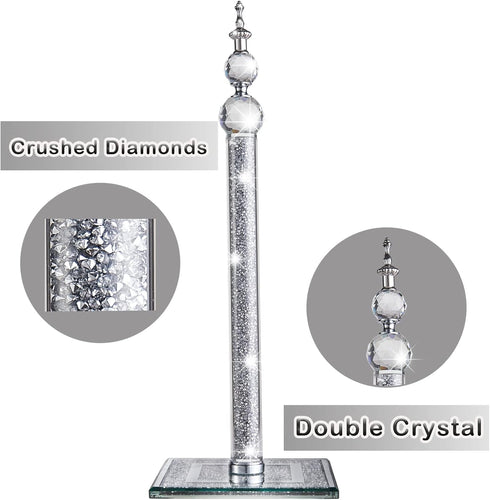 Countertop(13.5 inch Handmade Silver Paper Towel Roll Holder,Crystal Crushed Diamonds Paper Towel Roll Decorative