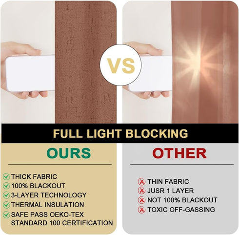 96 Inches PrinceDeco Blackout Curtains for Bedroom Long Linen Look Curtains for Living Room Black Out Curtains Room