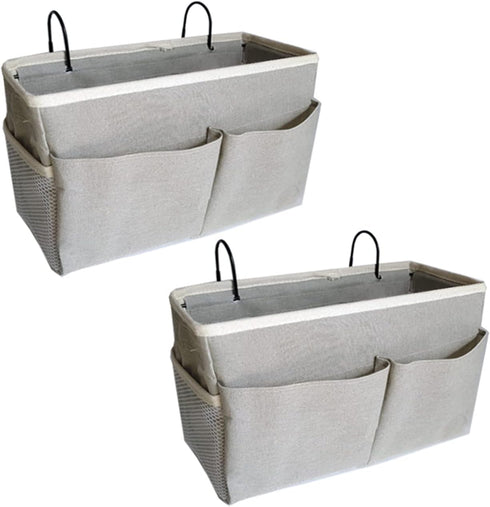 Bedside Caddy, Hanging Storage Organizer for College Dorm, Bunk, Hospital Beds, Holds Magazines, Books, Phones (Grey,