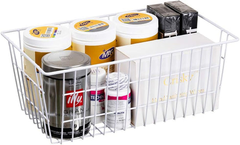 SANNO Wire Freezer Baskets, Storage Baskets for Closet, Refrigerator, Home Office, Bathroom, Pantry Organization - Set