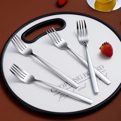 Berglander Dinner Forks Set of 6, Modern Stainless Steel Forks and Spoons Silverware, Forks And Spoons Set