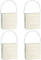 Hosley Small Cream Metal Tote Vase Set of 4, 4.5" Long Decorative