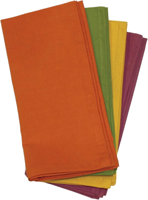 Aunt Martha's Fall Collection Dinner Napkins, Set of 4, Orange, Green, Yellow, Purple