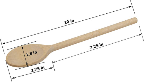 10 Inch Long Wooden Spoon Set by BICB, Set of 12 Natural Beechwood Mixing Spoons for Cooking