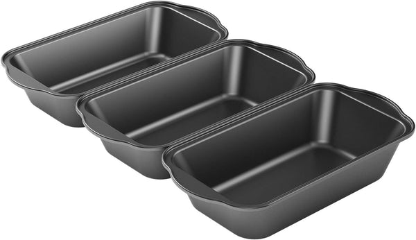 Tiawudi 3 Pack Nonstick Carbon Steel Baking Bread Pan - Large Loaf Pan, 9 1/2" x 5"