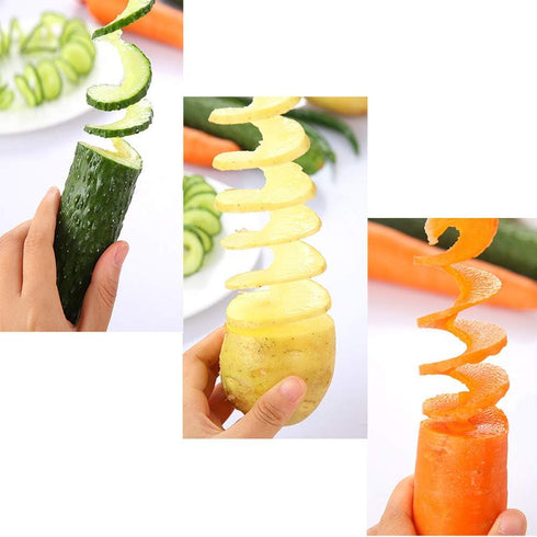 2 Set Tornado Spiral Potato Cutter, Manual Slicer, Fry Vegetable Spiralizer Chips Maker with 4 Stainless Steel Sticks