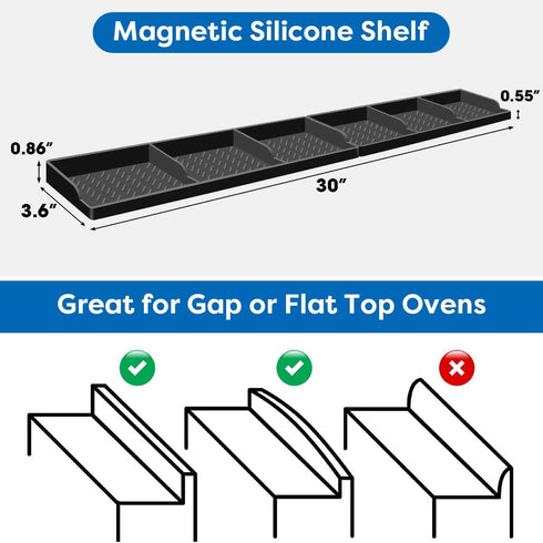 Hydream Stove Top for Silicone Shelf,30 Inch Magnetic Shelf Over the Stove Spice Rack,Kitchen Shelf for Above Stovetop Organizer Magnet Flat Back of Stove Storage Suctioned for The Stove-Black by Hydream