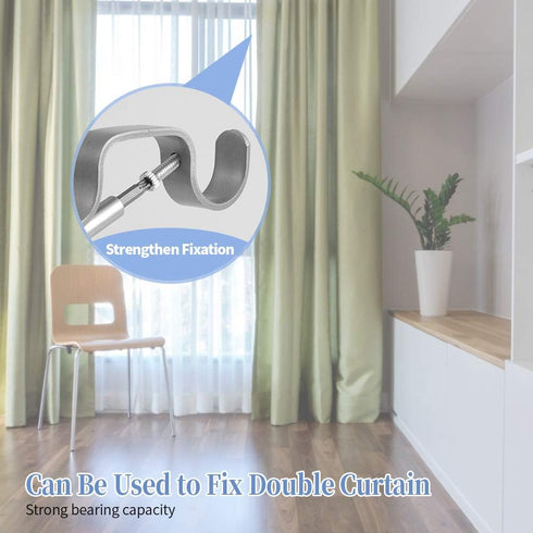 Heavy Duty Curtain Rod Brackets - Adjustable Double Rod Holders, 1 Inch (2 PCS, Silver)
