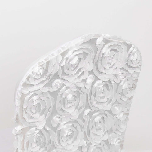 5 Rosette Efavormart PCS White Satin Spandex Stretch Folding Chair Cover for Party Dining Chairs Wedding W/Foot Pockets
