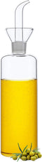 HAIZEEN 17oz/500ml Clear Glass Olive Oil Dispenser Bottle - Non Drip Cruet with Pourers, Kitchen Carafe for BBQ