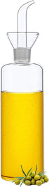 HAIZEEN 17oz/500ml Clear Glass Olive Oil Dispenser Bottle - Non Drip Cruet with Pourers, Kitchen Carafe for BBQ