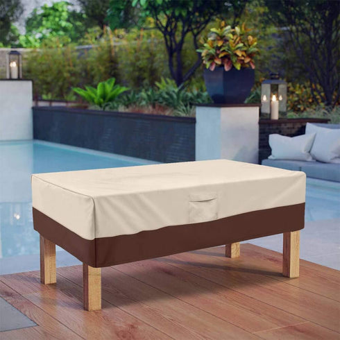 Vailge Rectangular Coffee Table Cover - Outdoor Lawn Patio Furniture Covers with Padded Handles and Durable Hem Cord